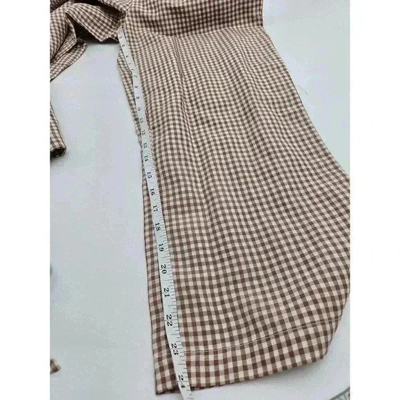 House of Harlow 1960 Women's XS Smocked Tan Gingham Capri Linen Jumpsuit - Picture 7 of 8